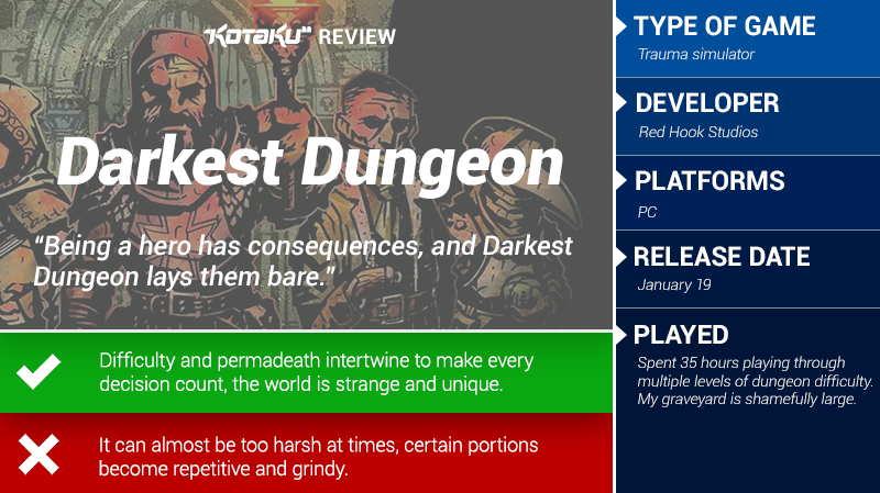 Illustration for article titled Darkest Dungeon: The Kotaku Review